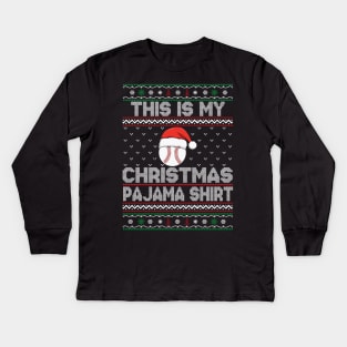 this is my christmas baseball pajama Kids Long Sleeve T-Shirt